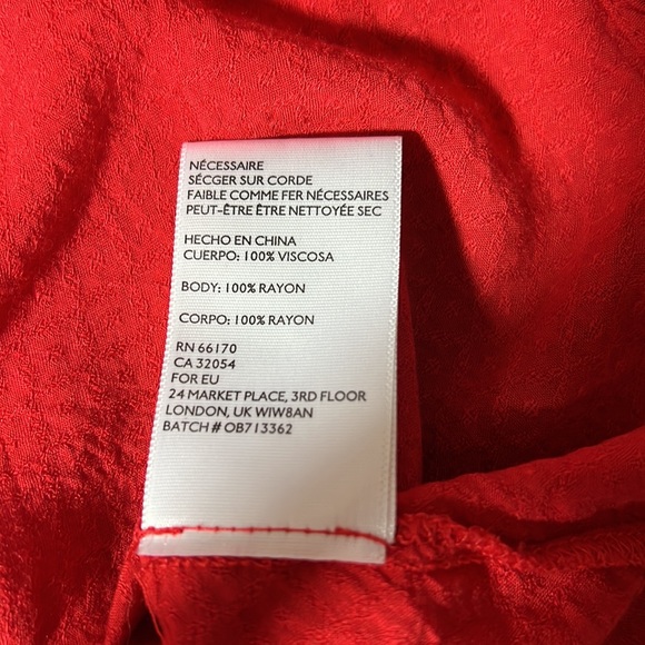 Urban Outfitters Silence + Noise Button Down Long Sleeve Tie Top Red Size Medium - Picture 11 of 11